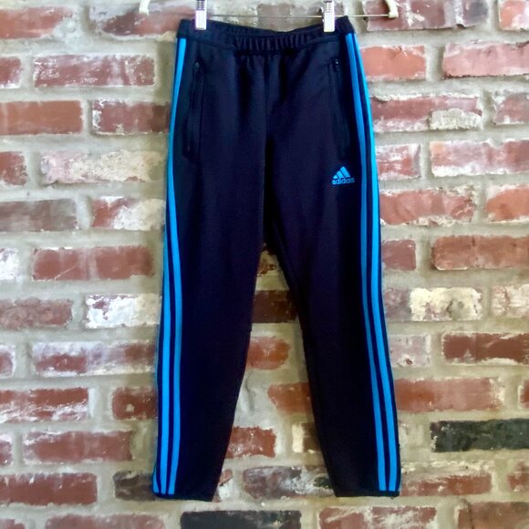 Adidas Climacool Boys Track Bottoms, Black with Blue Accents, Size S. - Picture 1 of 13